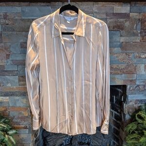 Ever New Beige and White Striped Blouse